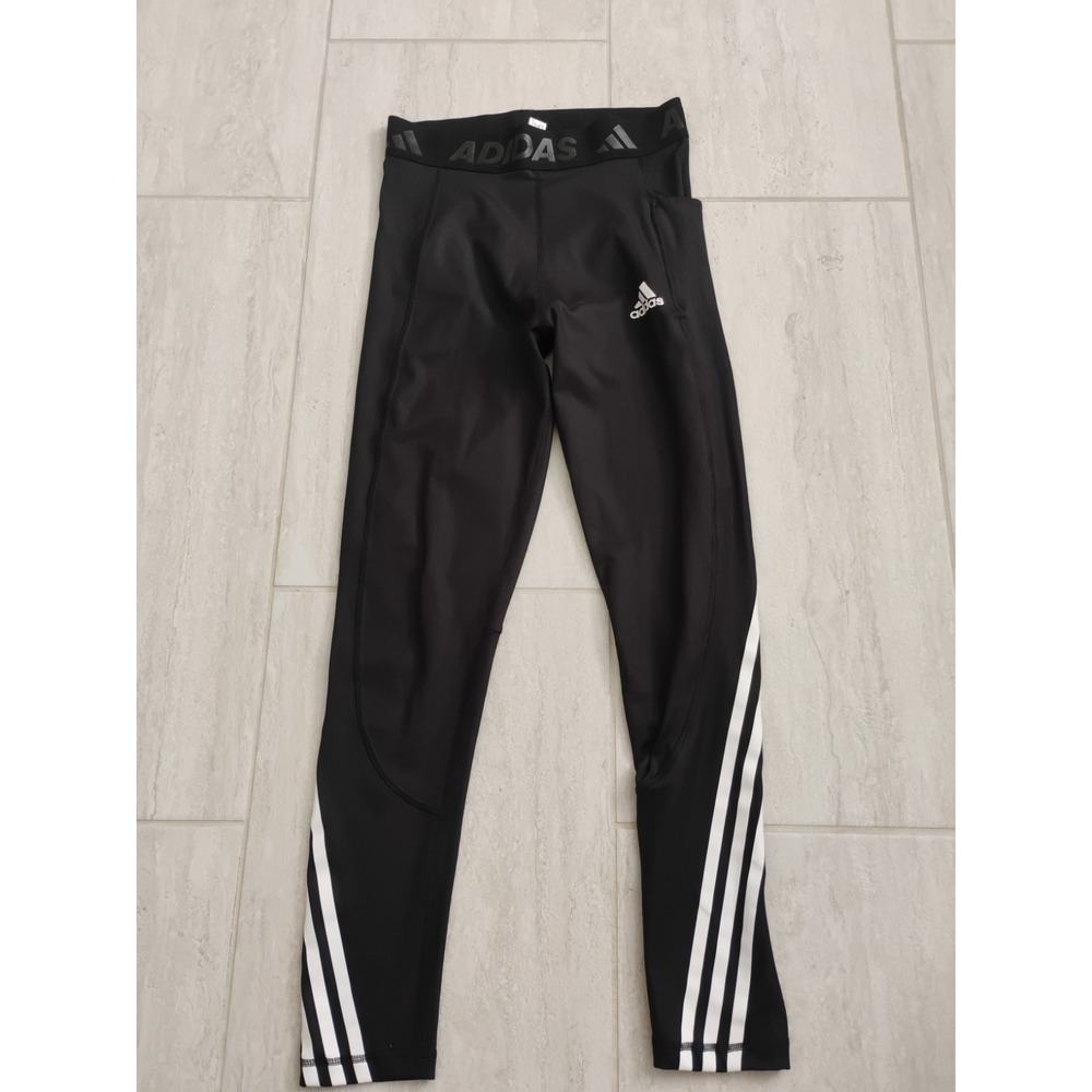 Adidas Track Pants Joggers Women Small Black  Pockets Techfit Compression